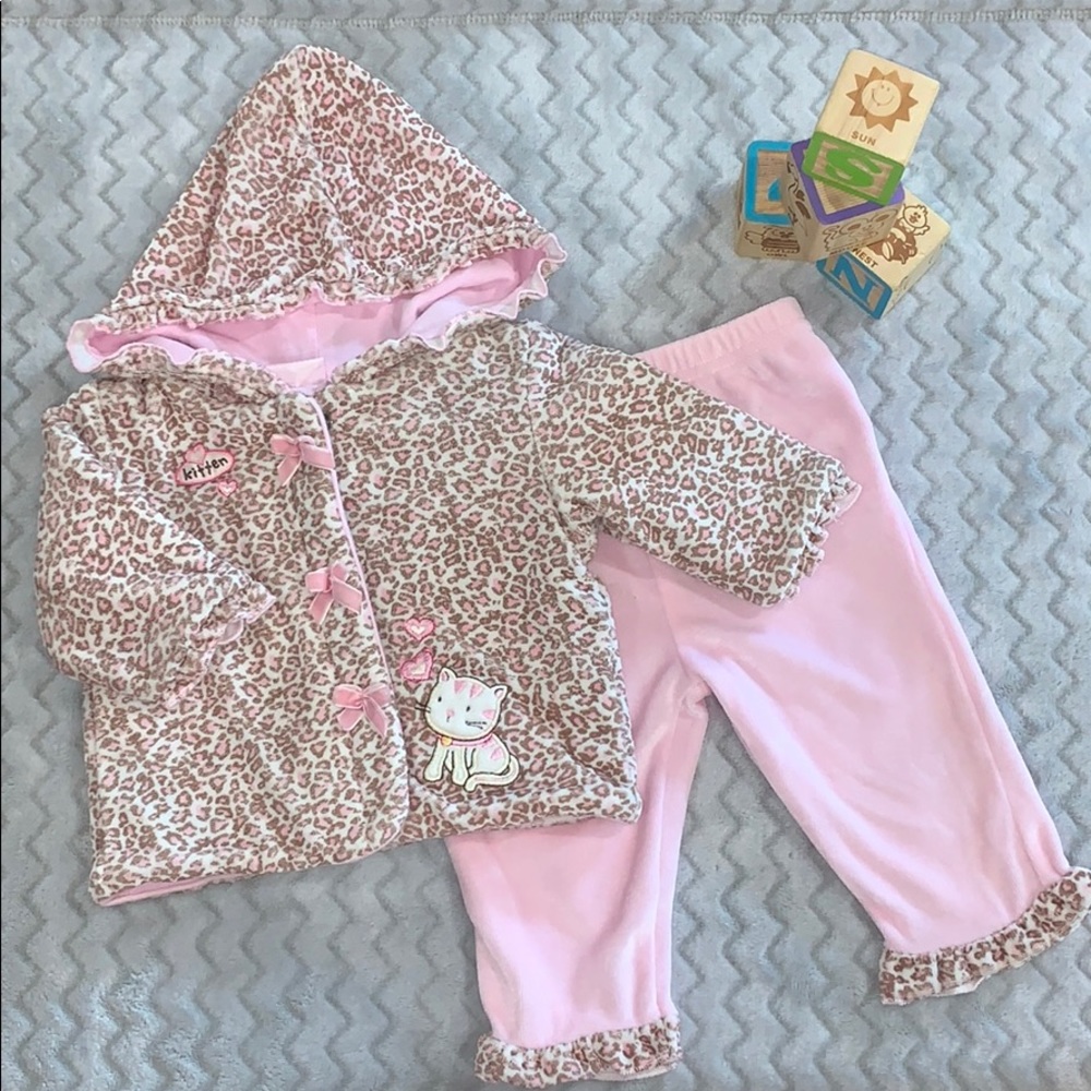 Baby Girl 3-6 Months Velour Hoodie and Pants Set